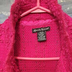 Alexandra Bartlett Hot Pink Knee Length Textured Bouclé Knit Cardigan